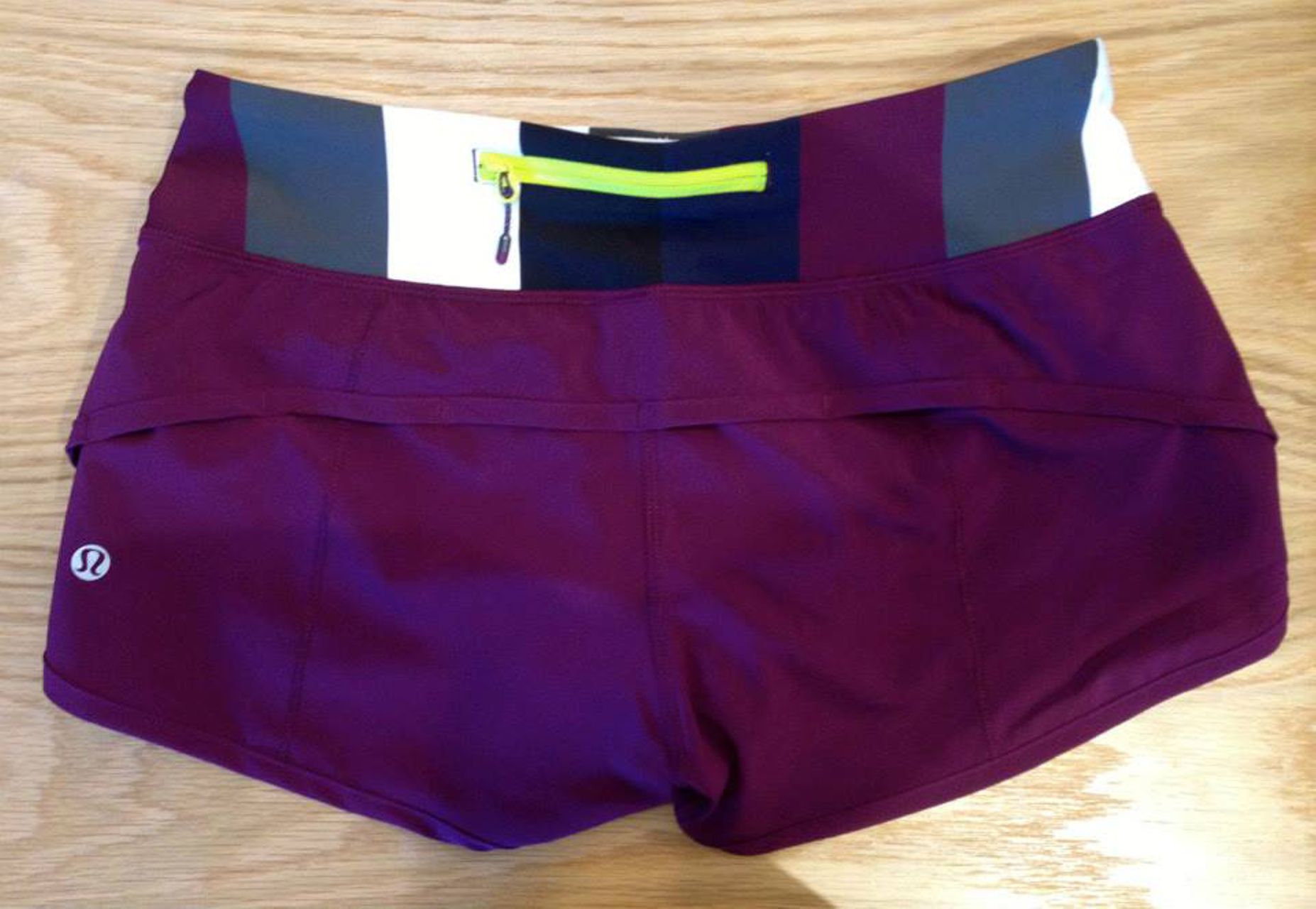 Lululemon Run:  Speed Short - Plum / Pow Stripe Angel Wing