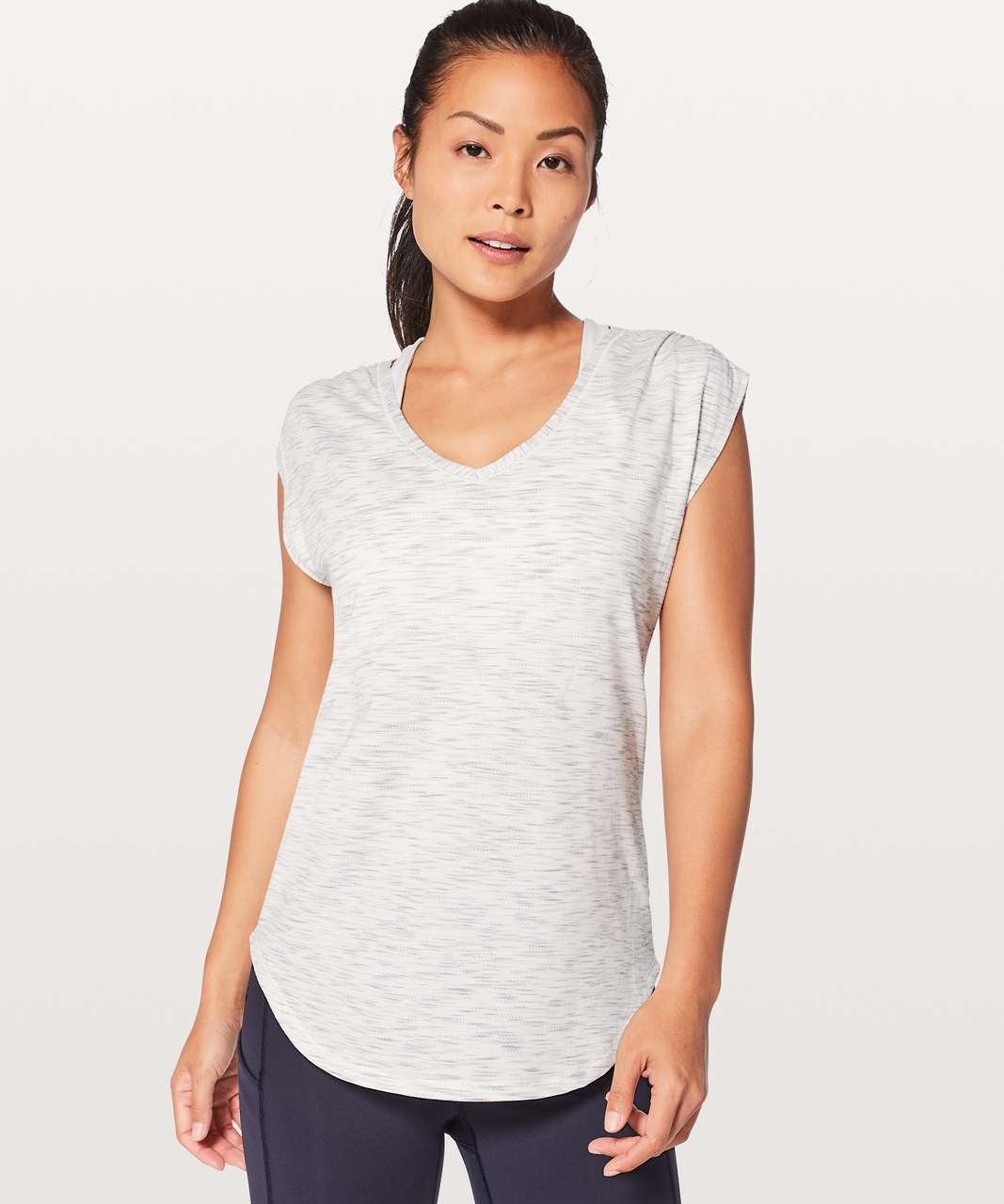 Lululemon Sweat Times Short Sleeve - Tiger Space Dye Hail White