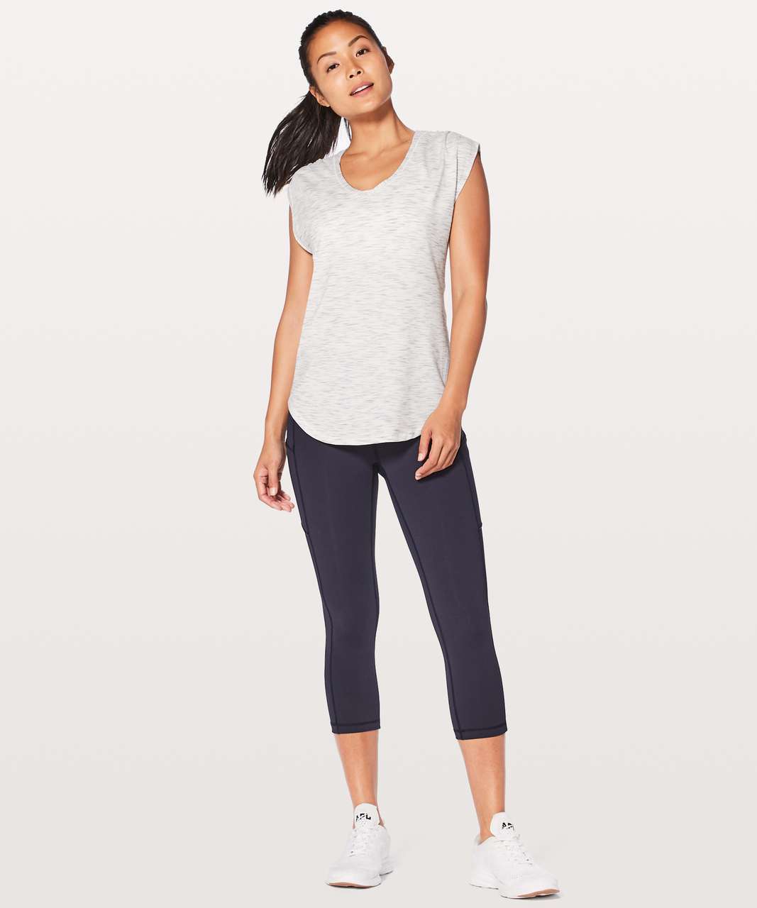 Lululemon Sweat Times Short Sleeve - Tiger Space Dye Hail White