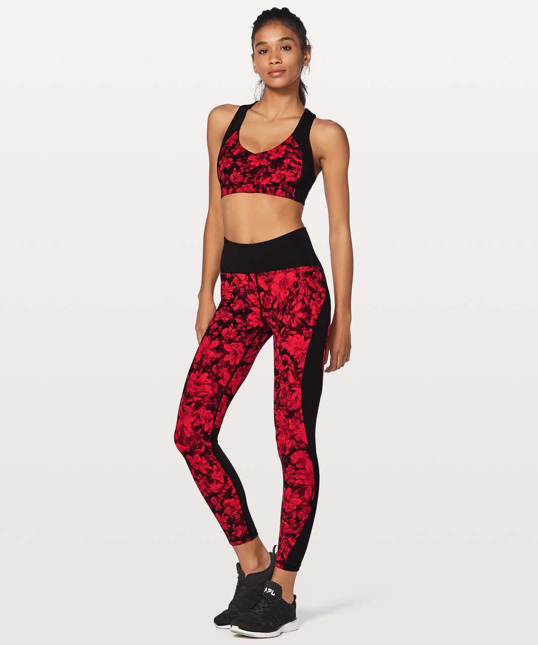 Lululemon Sweat Times Bra - CarmineTrue Red Black / Black - lulu fanatics