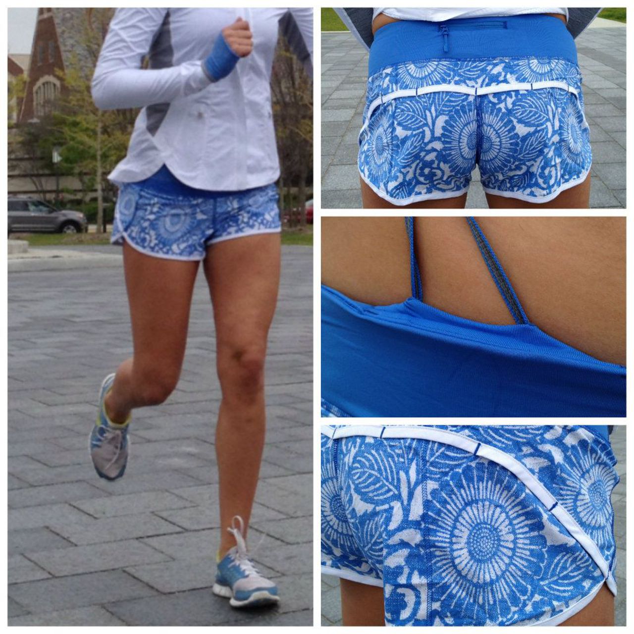 Lululemon Run:  Speed Short - Beachy Floral White Porcelaine / Wee Stripe White Porcelaine