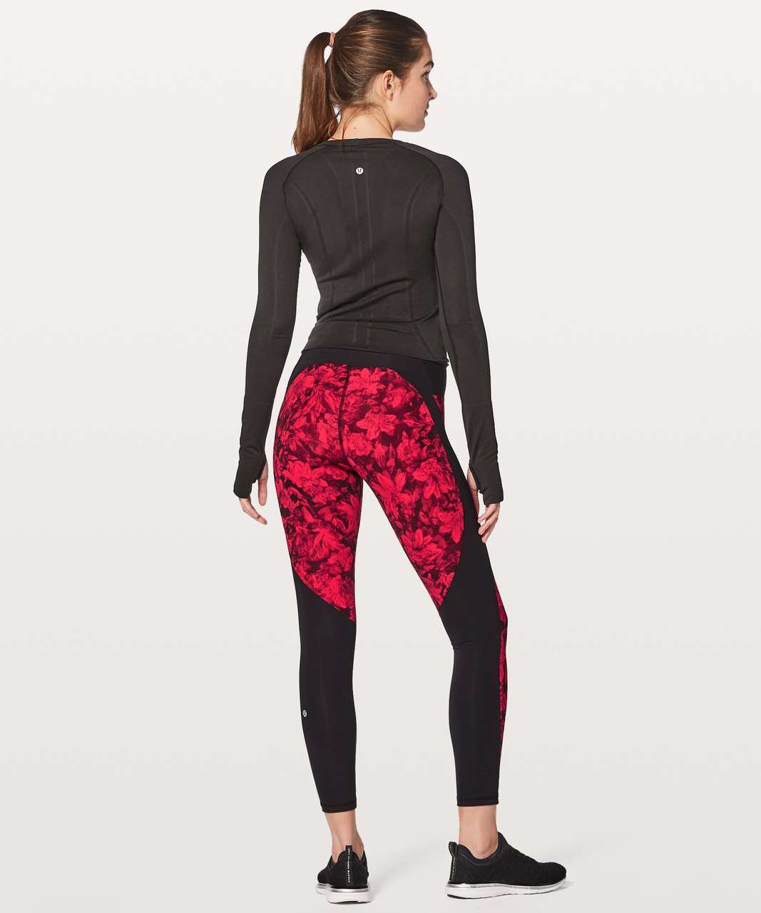 Lululemon Train Times Fast Pace Pant Special Edition 25" - Carminetrue Red Black / Black