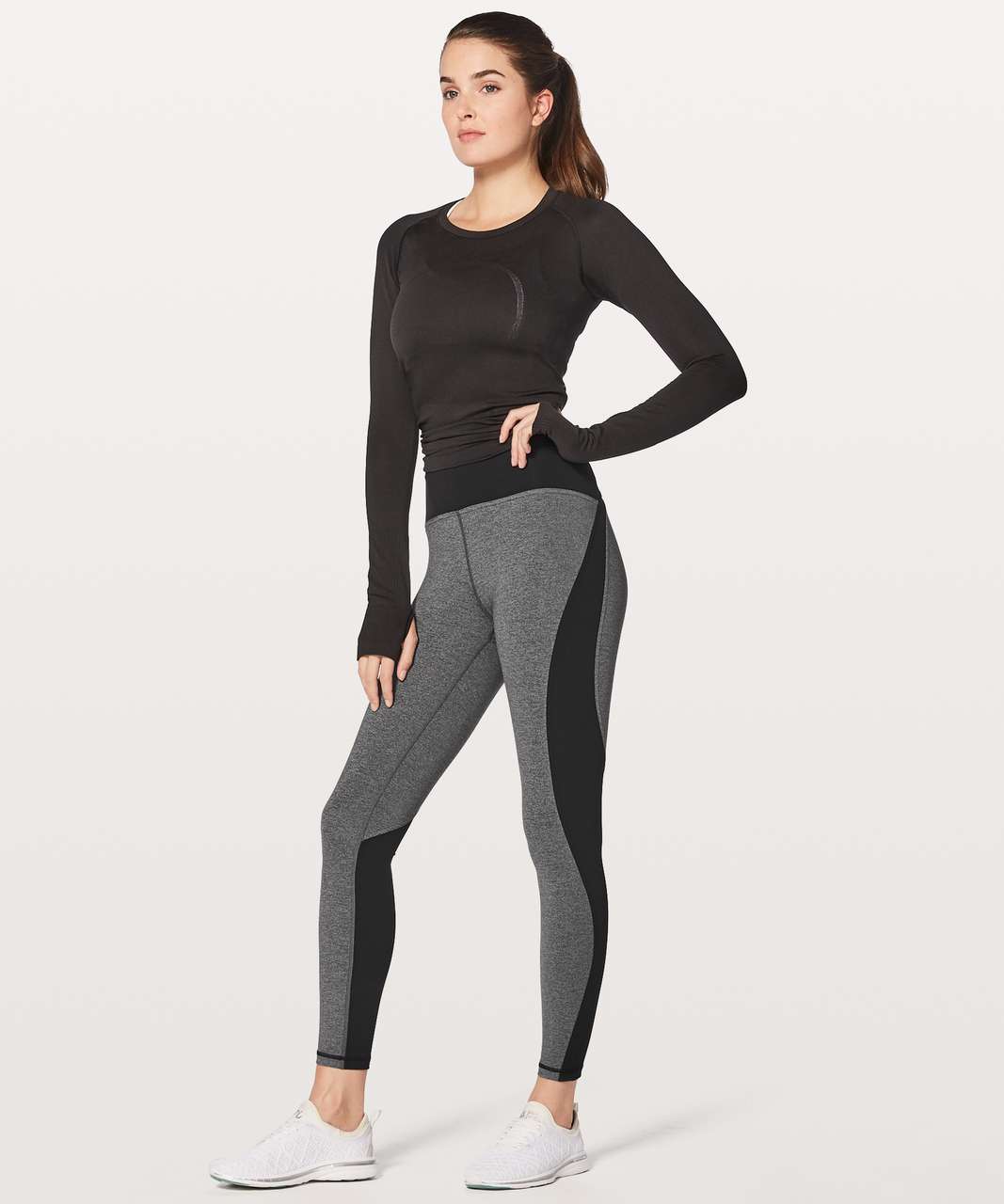 Lululemon Train Times 7/8 Pant 25 Inseam Black Tight Mesh Panel