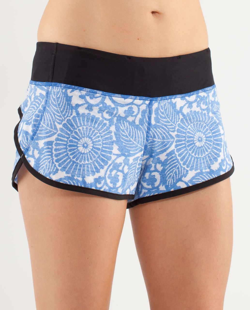 Lululemon Run:  Speed Short - Beachy Floral White Fossil / Black