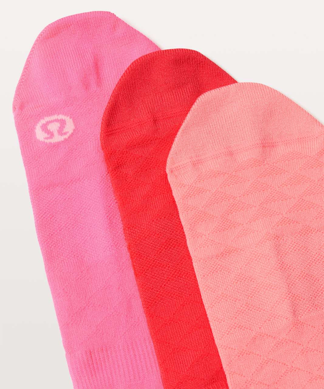 Lululemon Play All Day Sock 3 Pack - Strawberry Shock / Coralize / Zing Pink