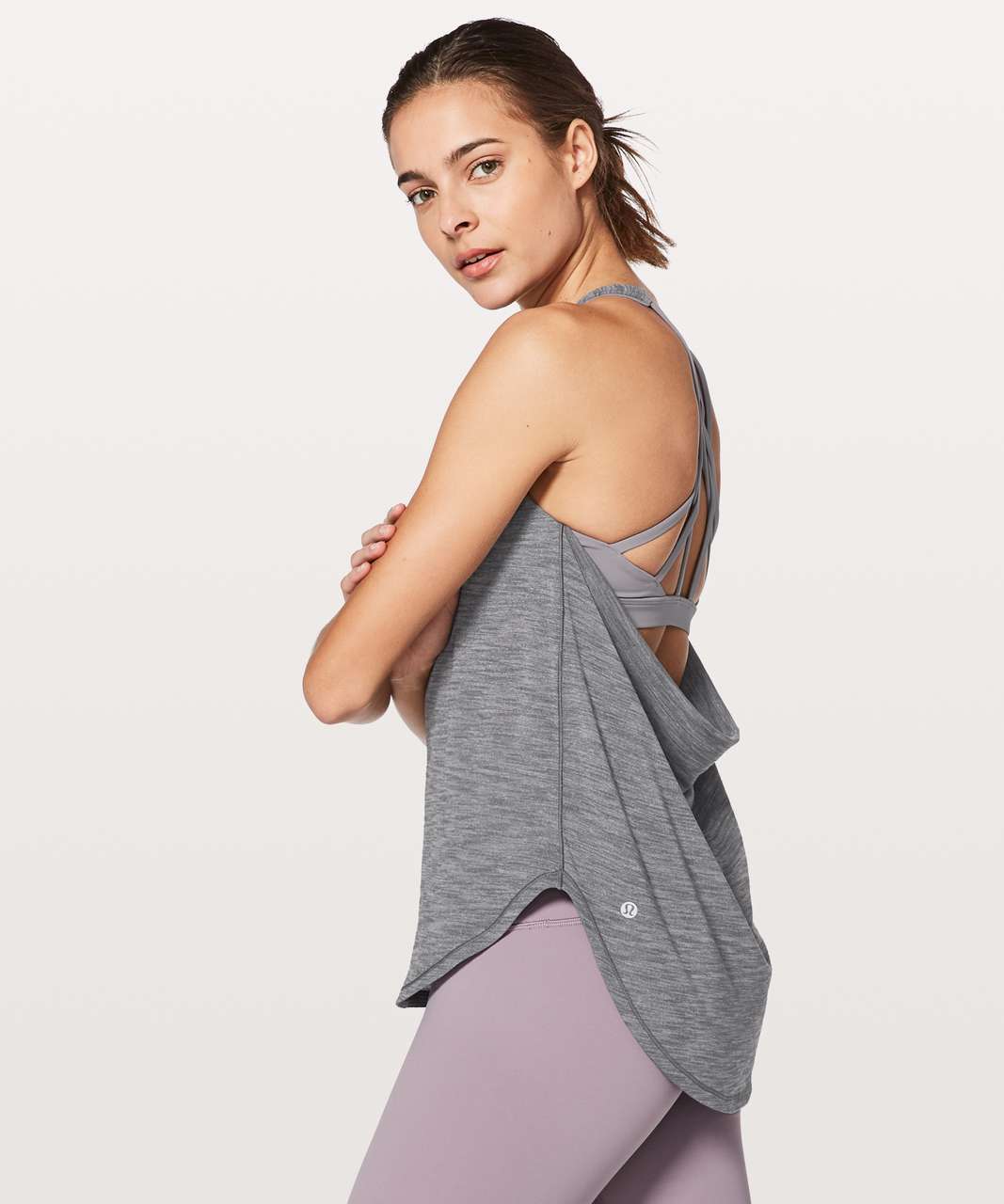 Lululemon Free To Be Serene Tank (2 In 1) Medium Support For C/D Cup -  Heathered Cool Breeze / Cool Breeze - lulu fanatics