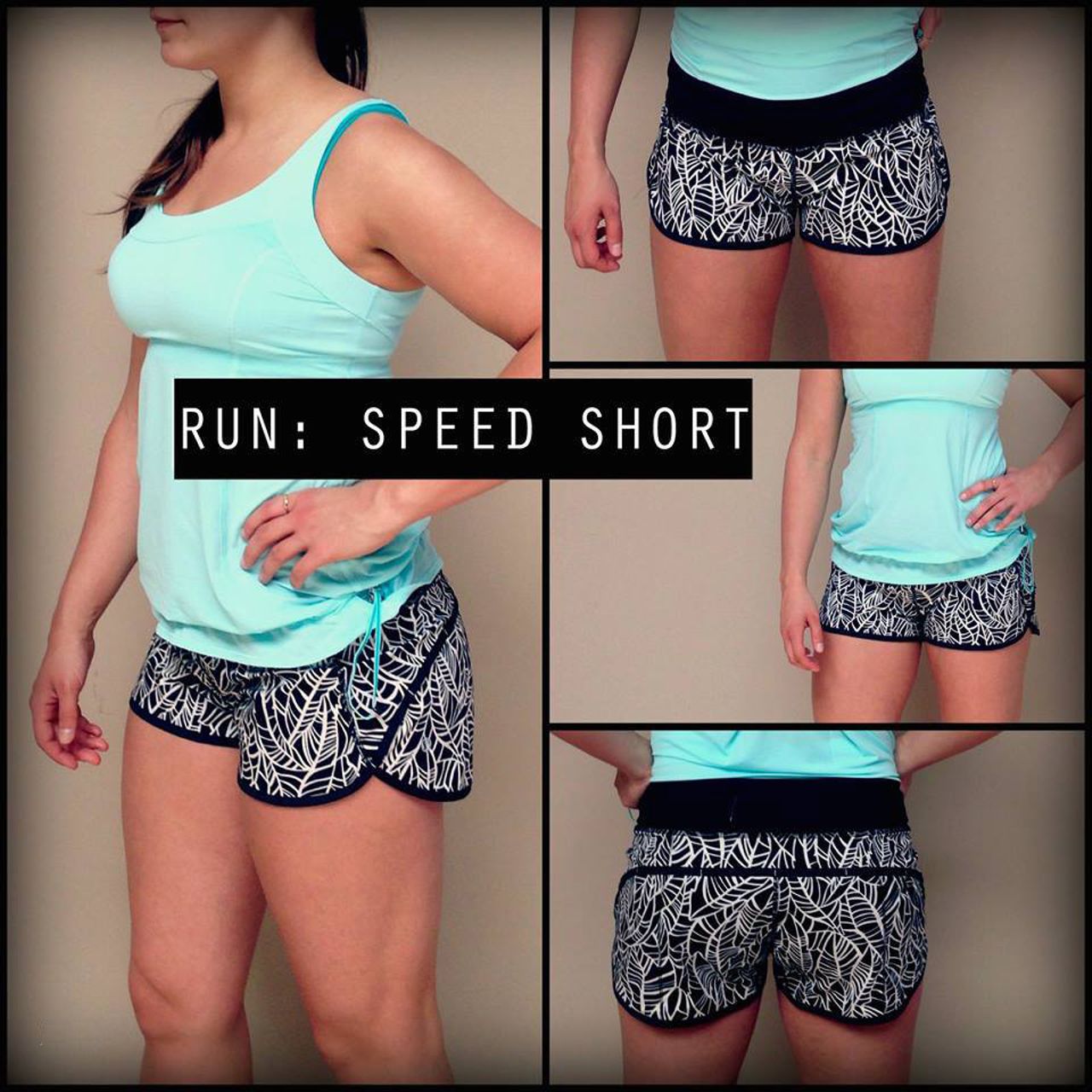 Lululemon Run:  Speed Short *2-way Stretch - Pretty Palm Black Angel Wing / Black