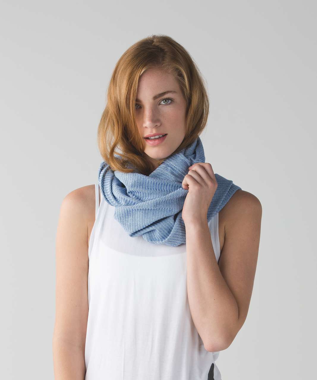 Lululemon Vinyasa Scarf Rulu - Mini Check Pique Sapphire Blue Heathered Sea Mist