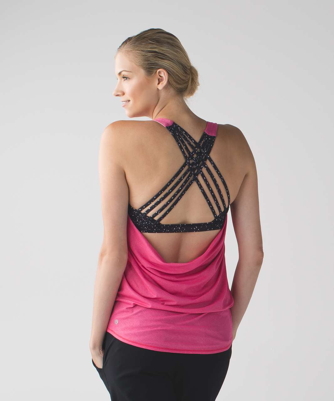 Lululemon Wild Tank - Heathered Bon Bon / Butterfly Texture Mink Berry Black