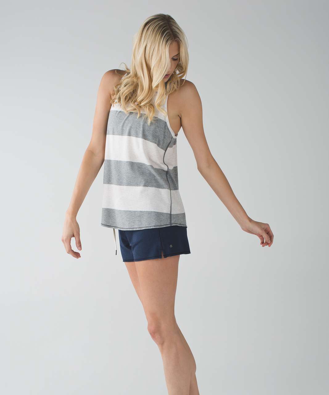 Lululemon All Tied Up Tank - Bold Stripe Heathered Medium Grey Heathered Angel White