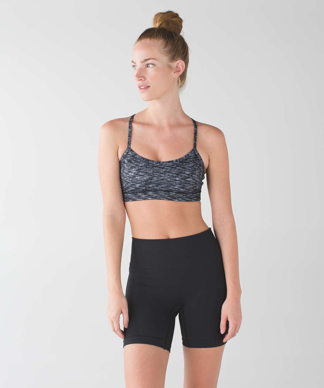 Lululemon Flow Y Bra IV - Dramatic Static White Black / Black