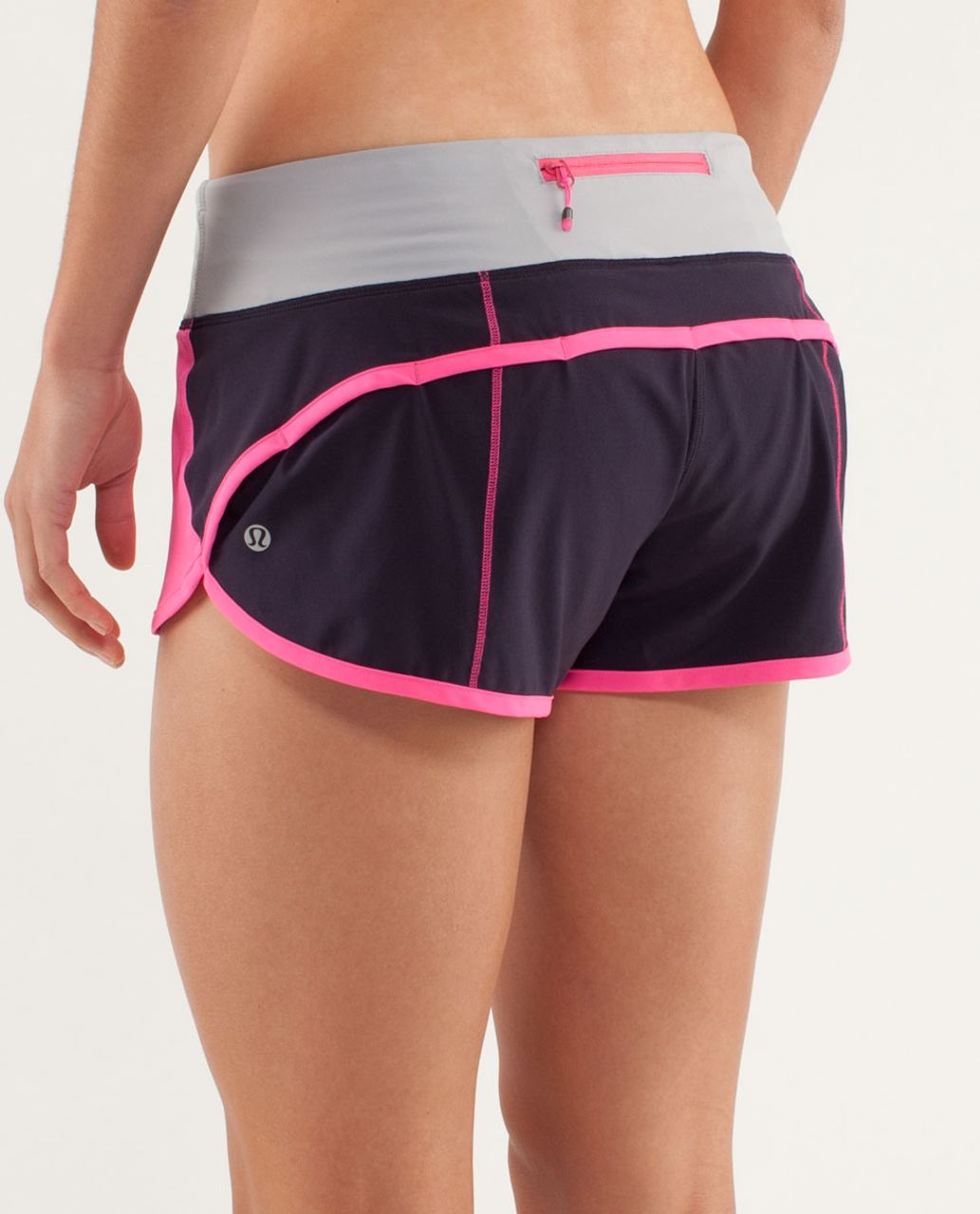 Lululemon Run:  Speed Short - Raspberry Glo Light / Black Swan / Silver Slate