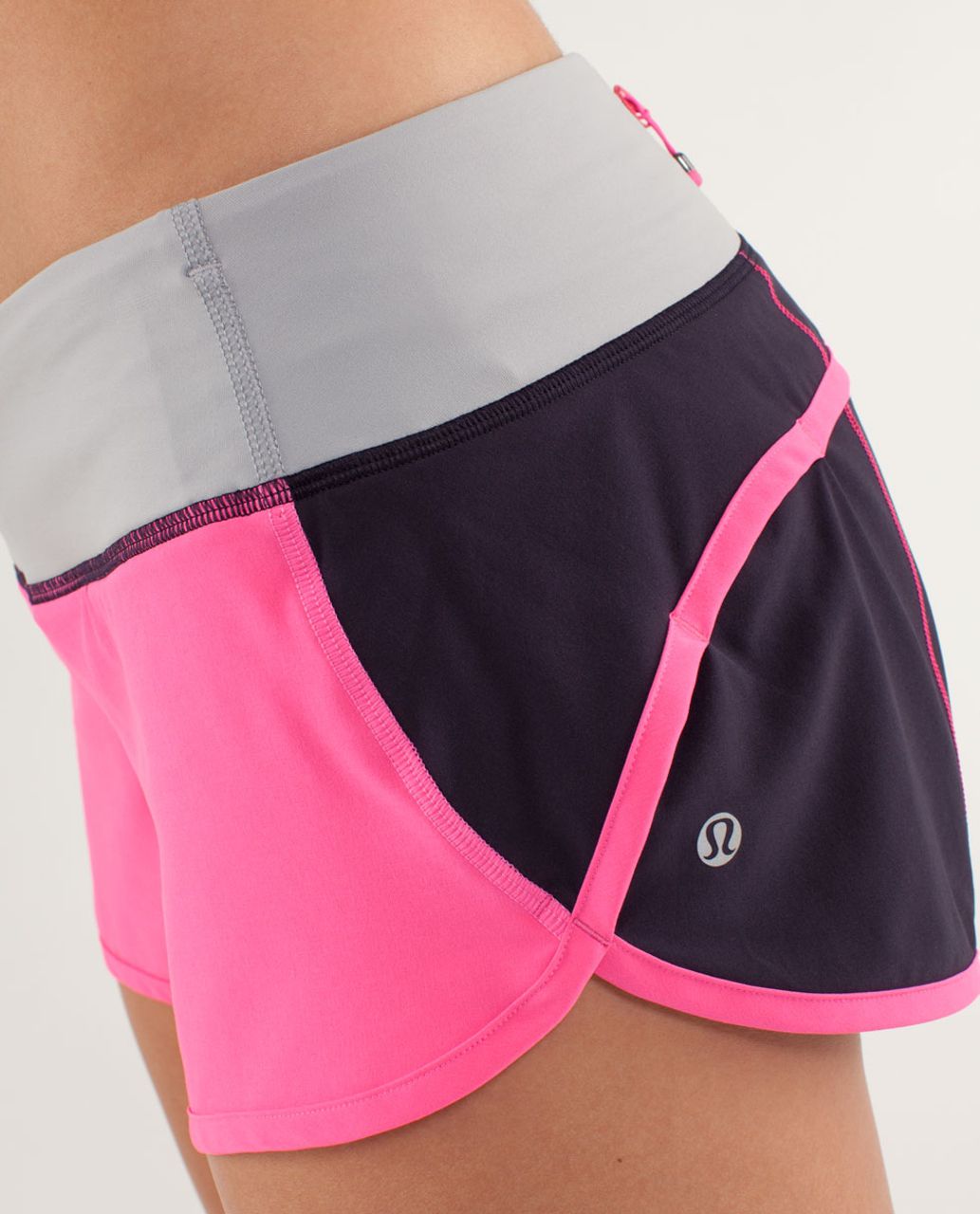 Lululemon Run: Speed Short - Raspberry Glo Light / Black Swan / Silver ...