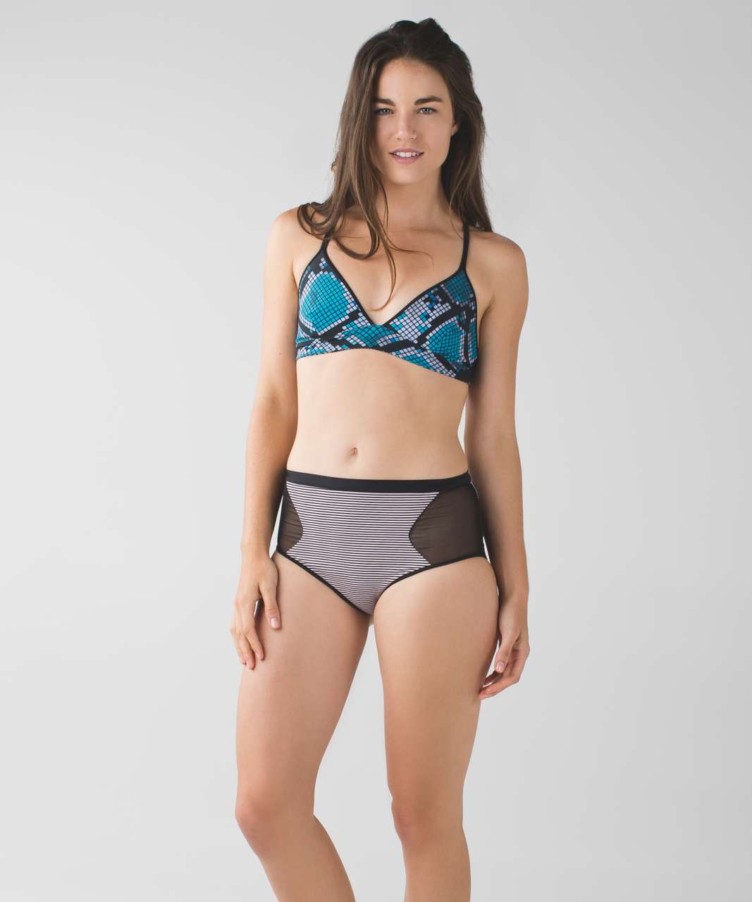 Lululemon Water: Salty Swim High Waist - Biggie Ziggy Snake Black Sapphire Blue / Black