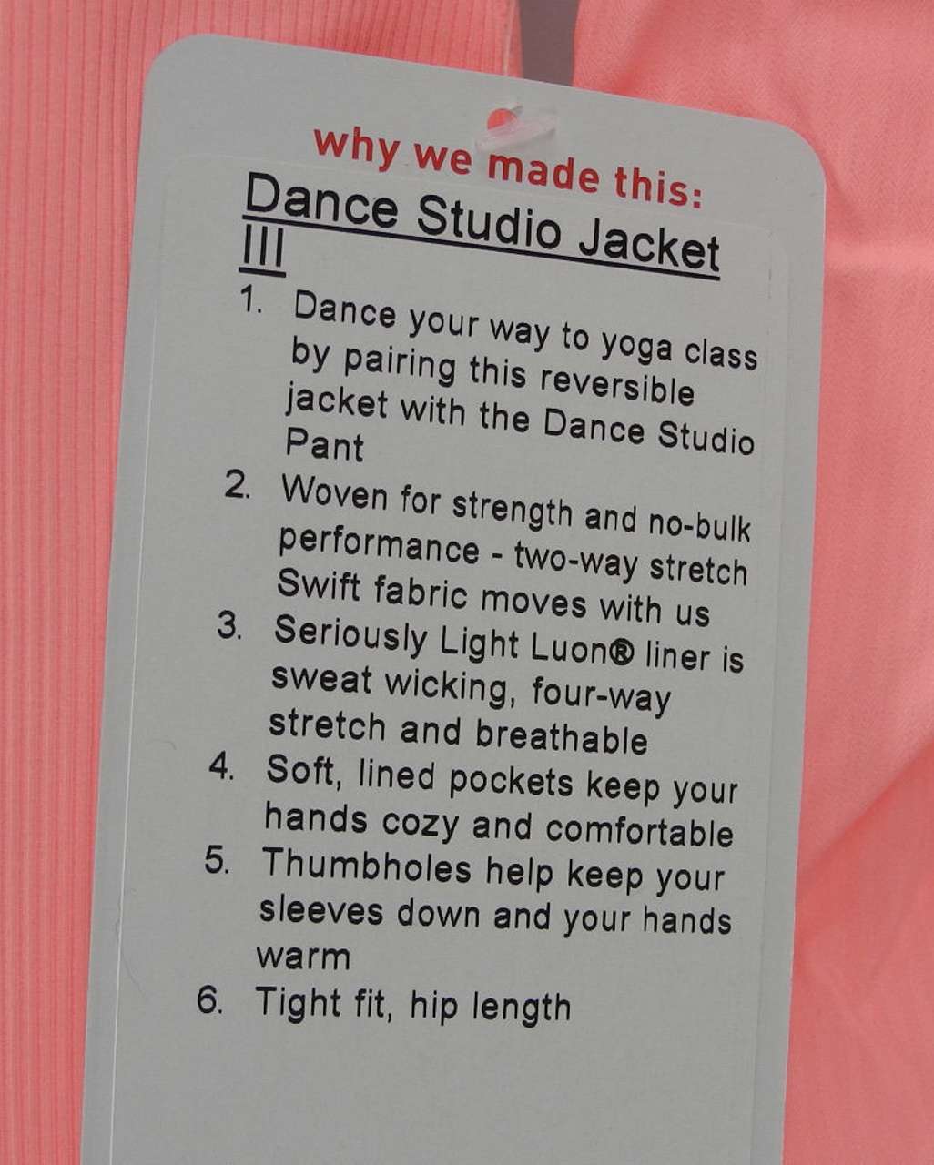 Lululemon Dance Studio Jacket III - Bleached Coral