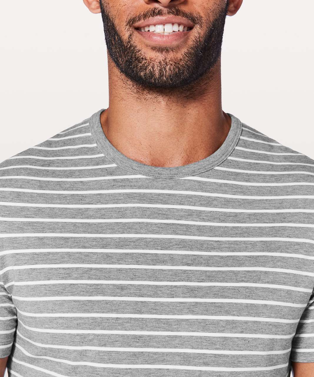 Lululemon 5 Year Basic Tee *Updated Fit - Quiet Stripe Heathered Medium Grey White