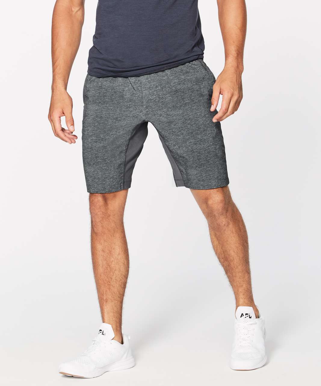 Lululemon Surge Short *Linerless 7 - Heathered Texture Printed Greyt Deep  Coal - lulu fanatics