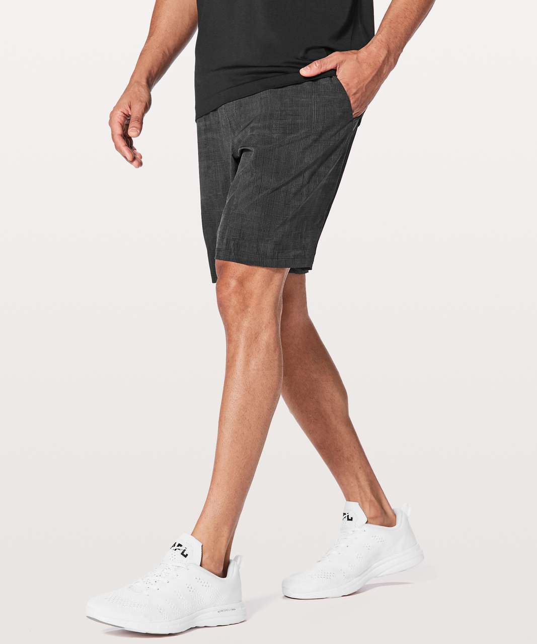 Lululemon - Pace Breaker Short Linerless 9 - Heathered Texture Printed  Mercury Deep Coal - $58.00