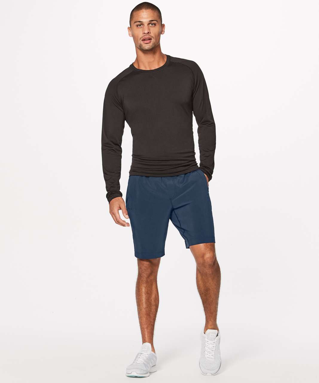 Lululemon Pace Breaker Short Linerless 9 - Heathered Texture Printed Greyt  Deep Coal (First Release) - lulu fanatics