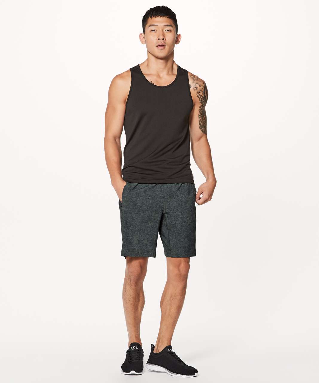 Lululemon Pace Breaker Short *9 - Heathered Texture Printed Mercury Deep  Coal - lulu fanatics