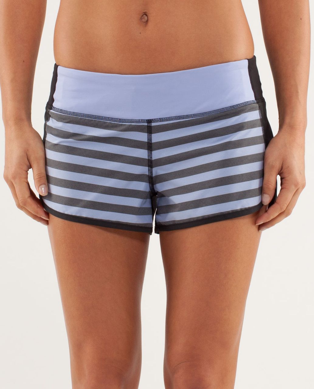 Lululemon Run:  Speed Short - Sea Stripe Polar Haze Black / Black