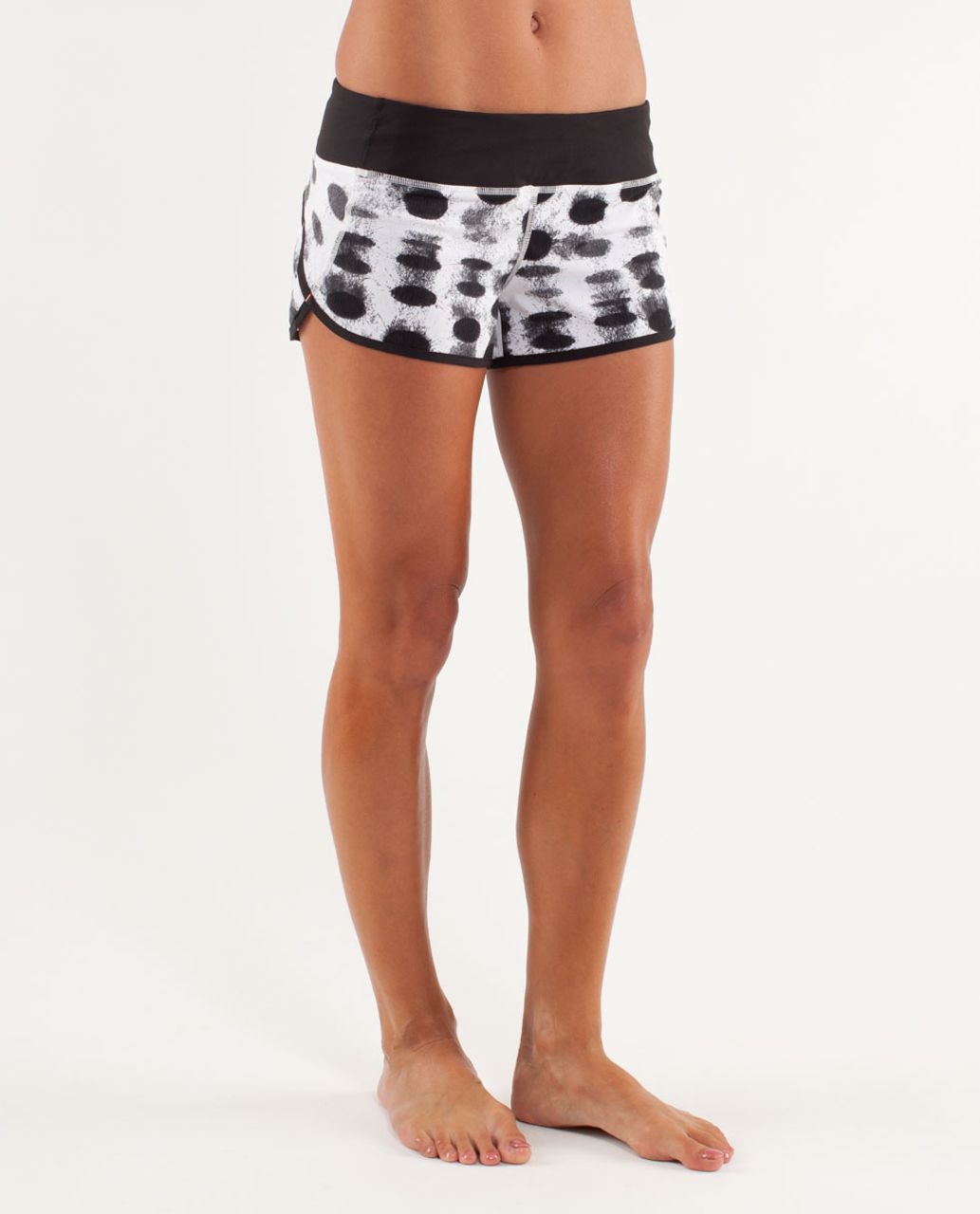 Lululemon Run:  Speed Short - Seaside Dot White / Black / Black