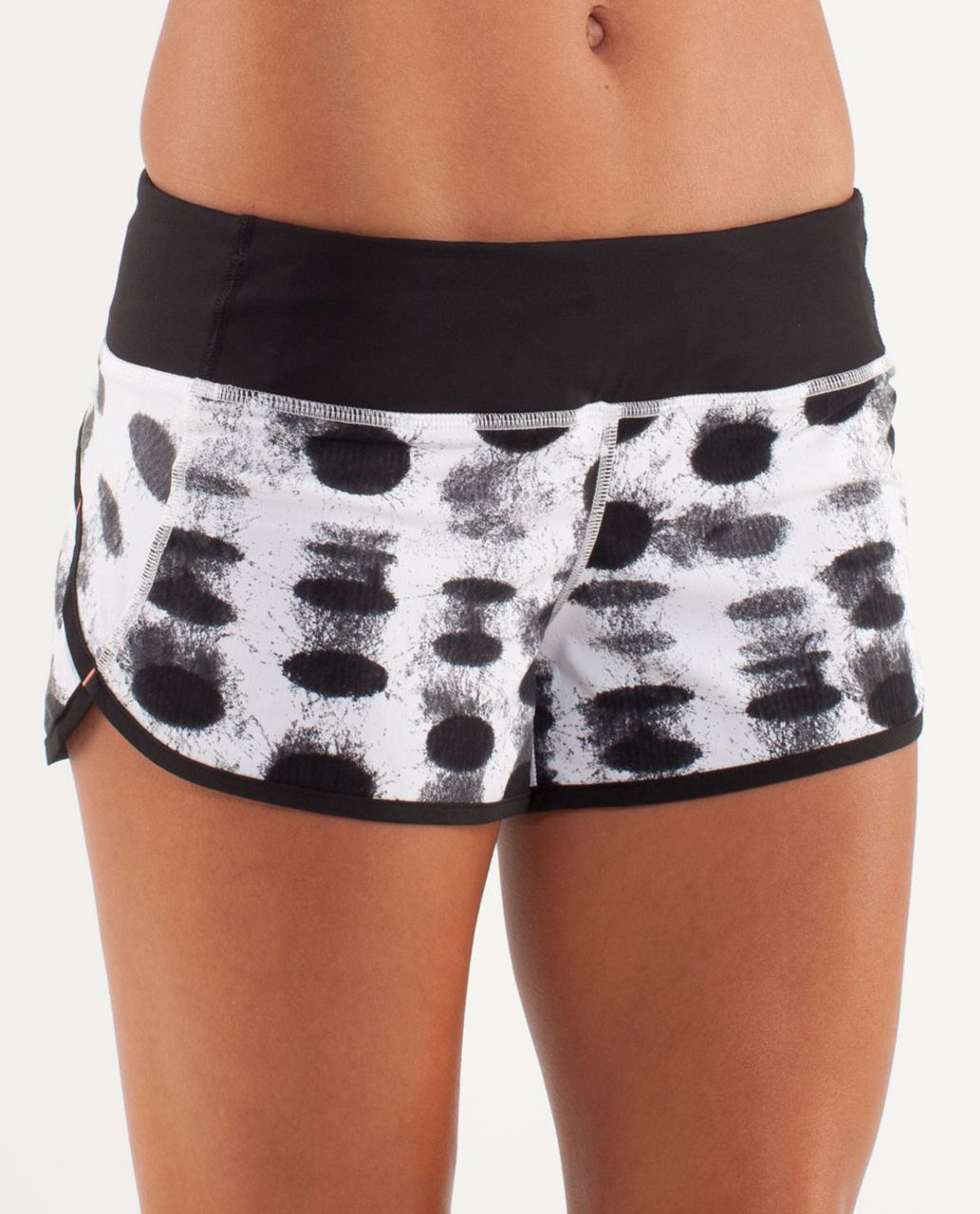 Lululemon Run:  Speed Short - Seaside Dot White / Black / Black