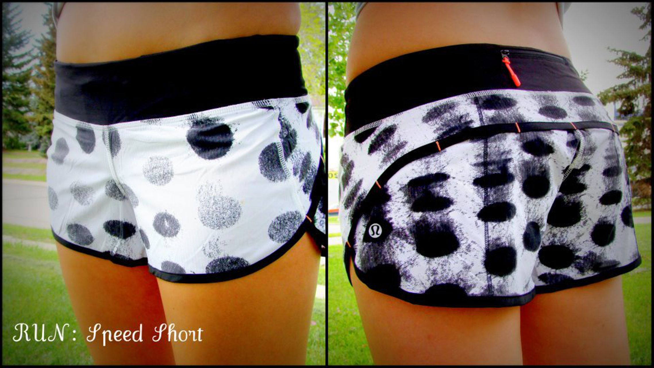 Lululemon Run:  Speed Short - Seaside Dot White / Black / Black