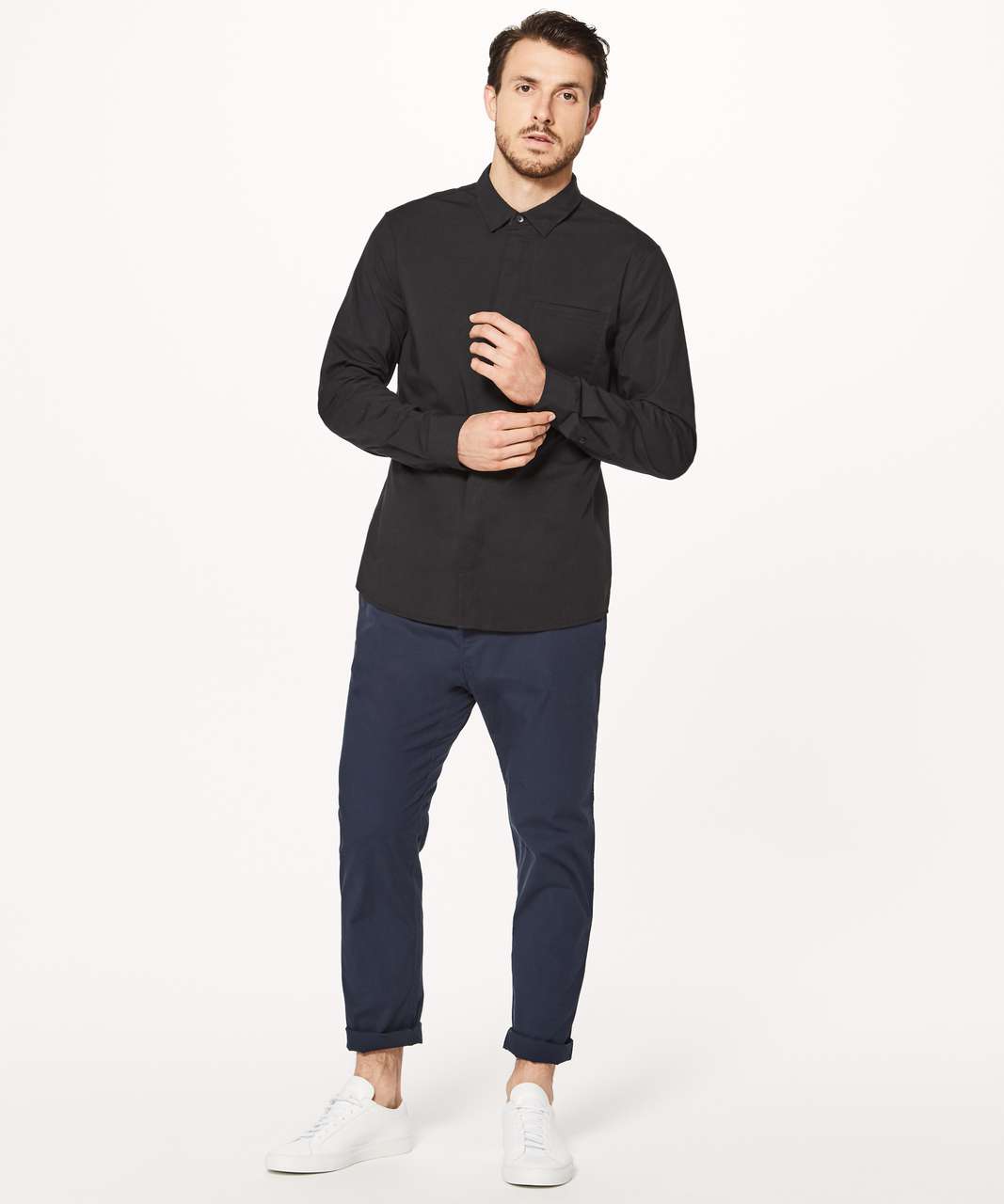 Lululemon Recommission Long Sleeve Buttondown - Black - lulu fanatics