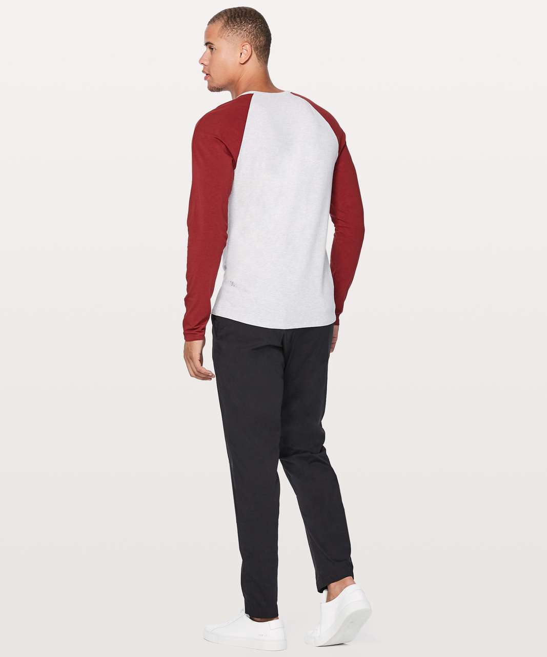 Lululemon Bodhi Long Sleeve - Heathered Core Ultra Light Grey / Oxblood