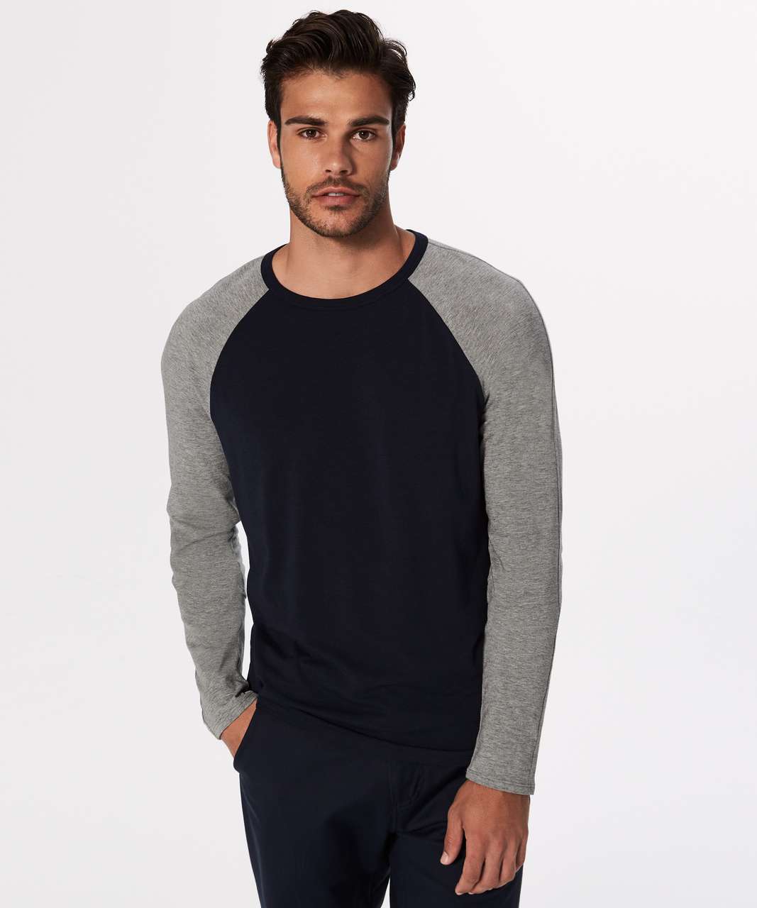 Lululemon Bodhi Long Sleeve - Nautical Navy / Heathered Medium Grey