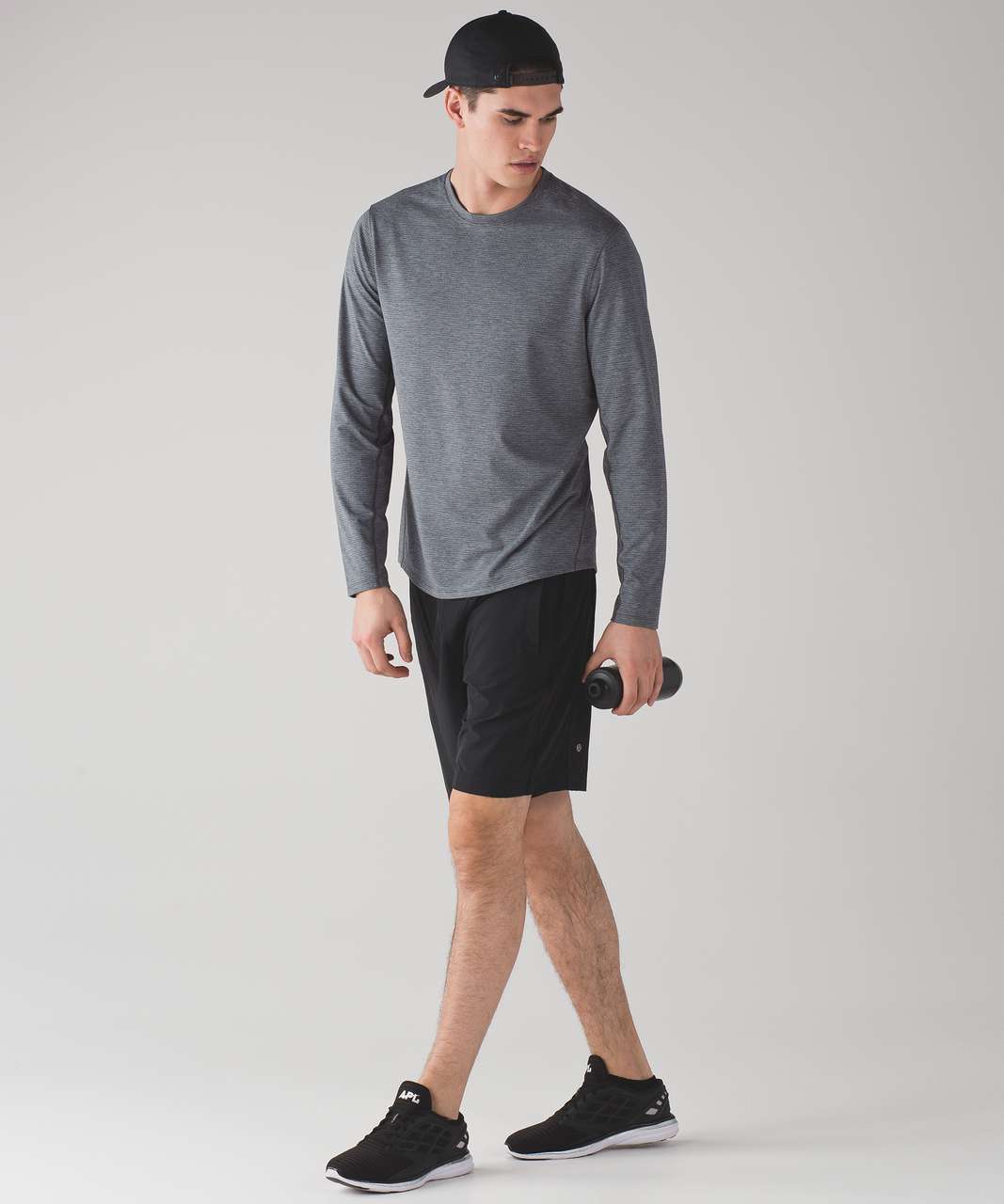 Lululemon Somatic Long Sleeve - Shade Stripe Heathered Indochine Blue Heathered Black