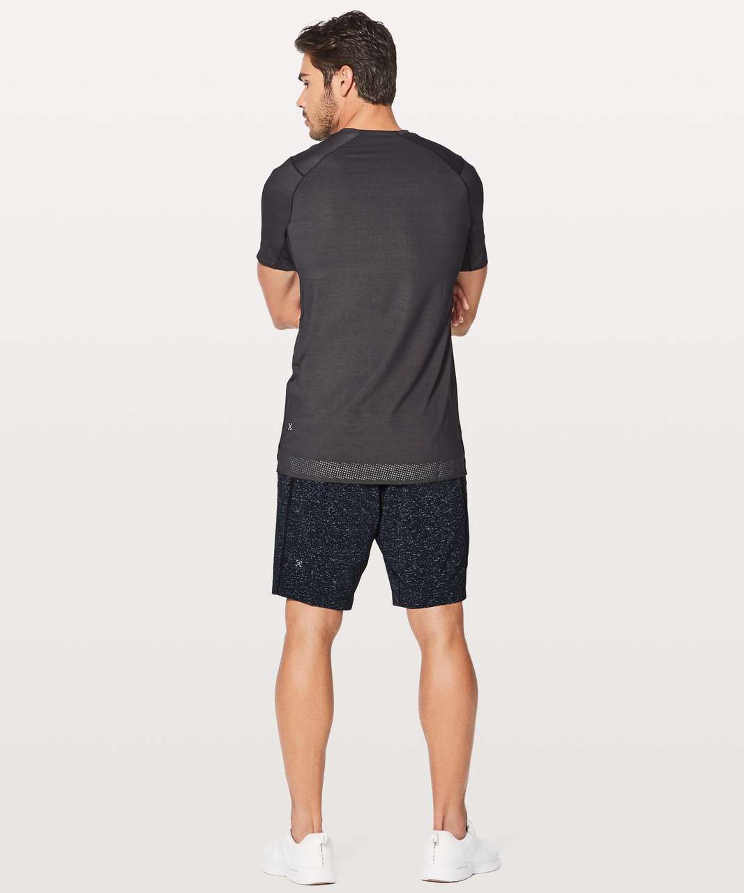 Lululemon - Pace Breaker Short Linerless 9 - Heathered Texture Printed  Mercury Deep Coal - $58.00