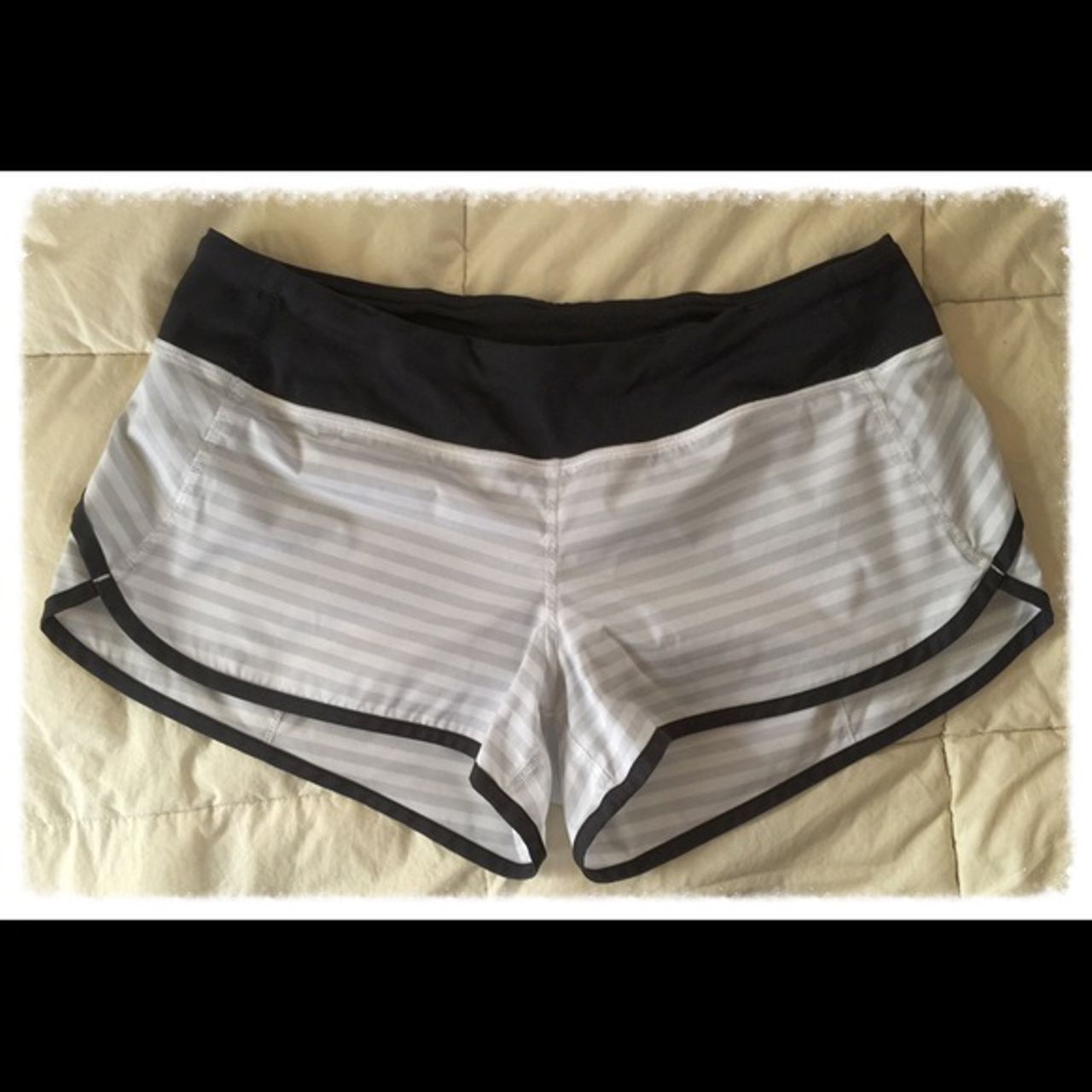 Lululemon Run:  Speed Short - Deep Coal / Heathered Deep Coal / White Heathered Blurred Grey Classic Stripe