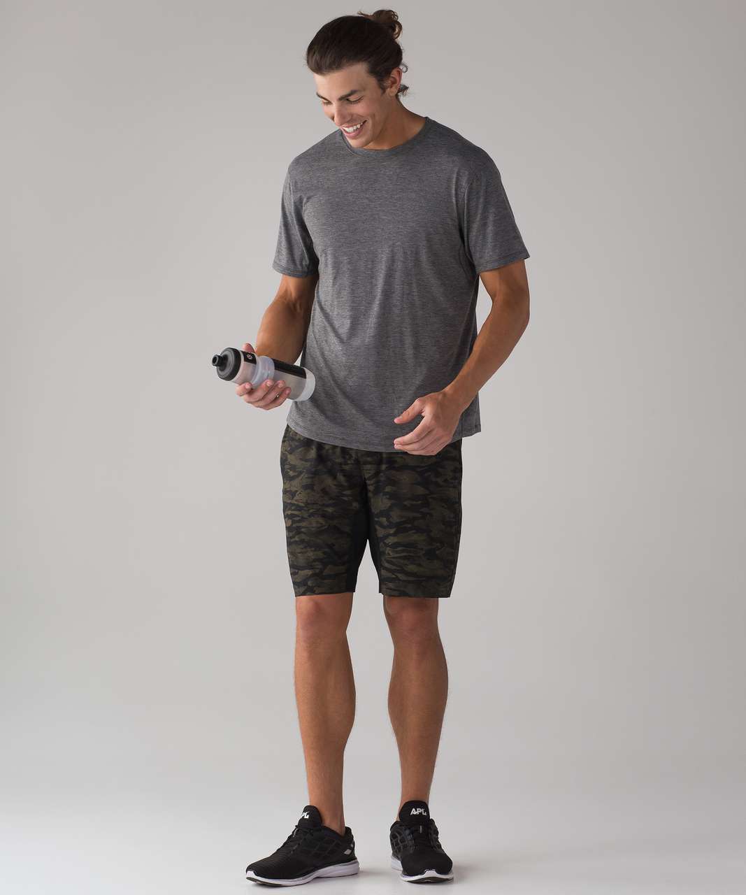 Lululemon Textured Training Short Sleeve Shirt - Glitch Code Camo Jacquard  Black Obsidian - lulu fanatics