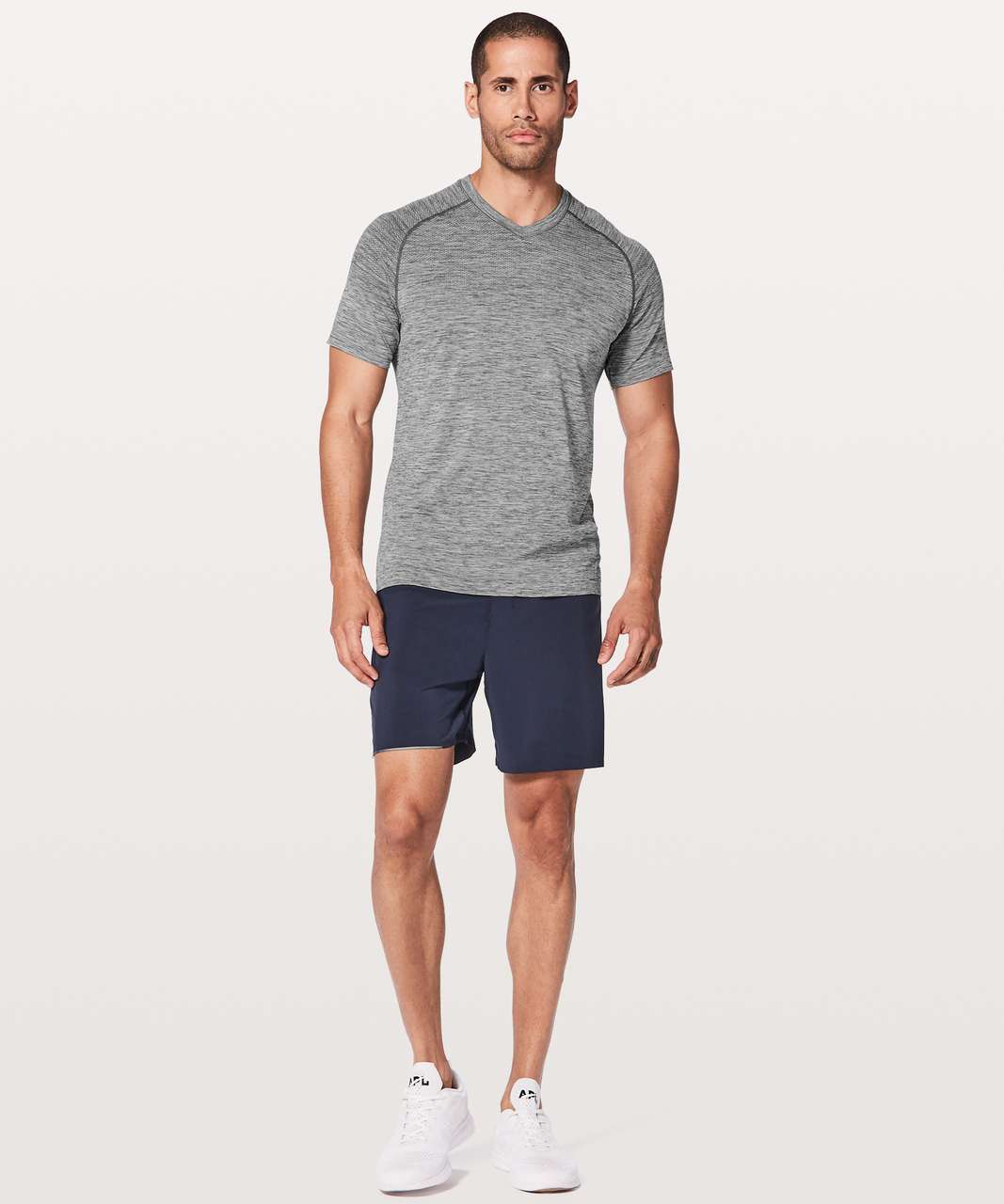 Lululemon Metal Vent Tech Short Sleeve V - Slate / White