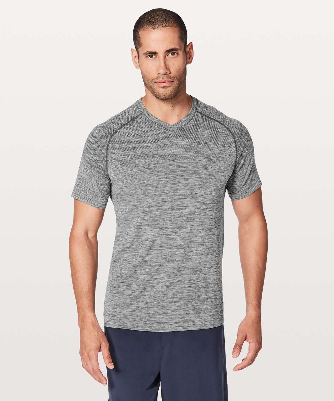 Lululemon Metal Vent Tech Short Sleeve V - Slate / White