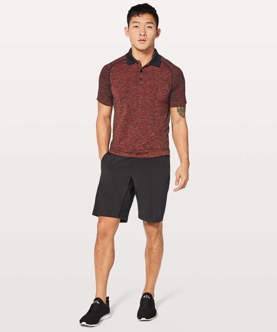 Lululemon Metal Vent Tech Polo - Black / Red / Black / Lime