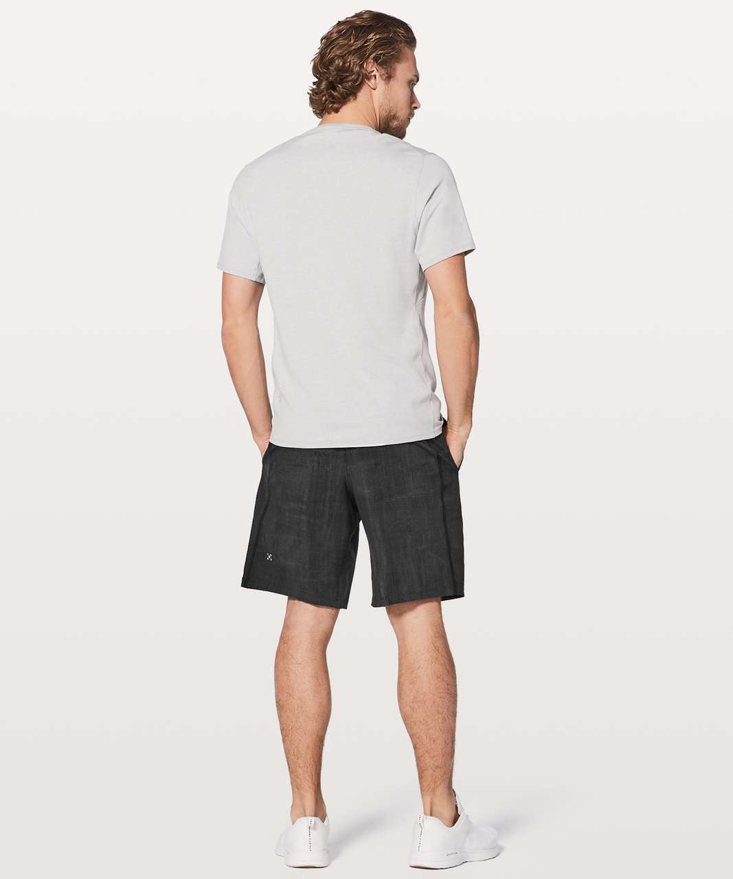 Lululemon Pace Breaker Short Linerless 9 - Heathered Texture Printed Greyt  Deep Coal (First Release) - lulu fanatics