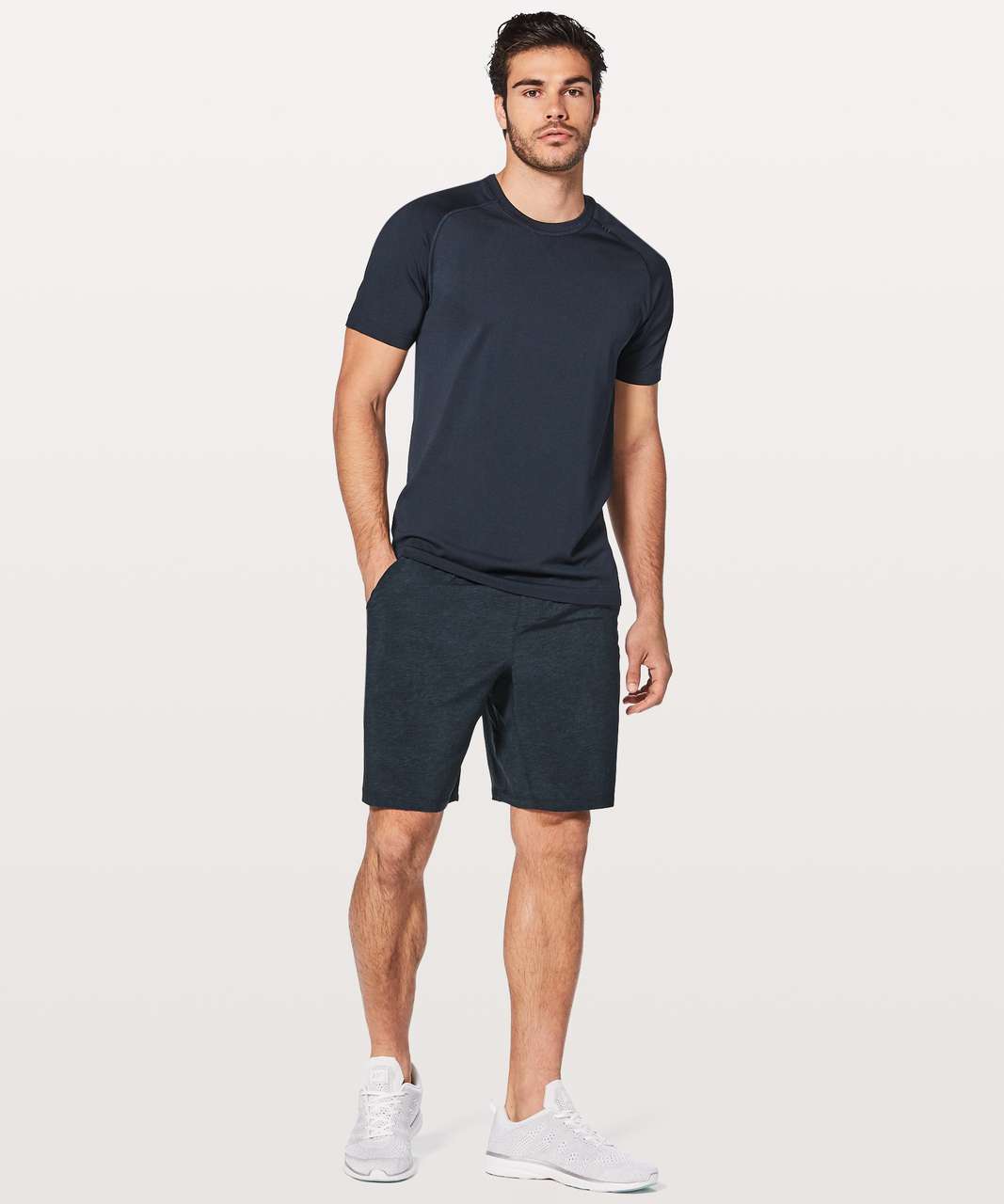 Lululemon Pace Breaker Short Linerless 9" - Heathered Texture Printed Iron Blue True Navy (First Release)