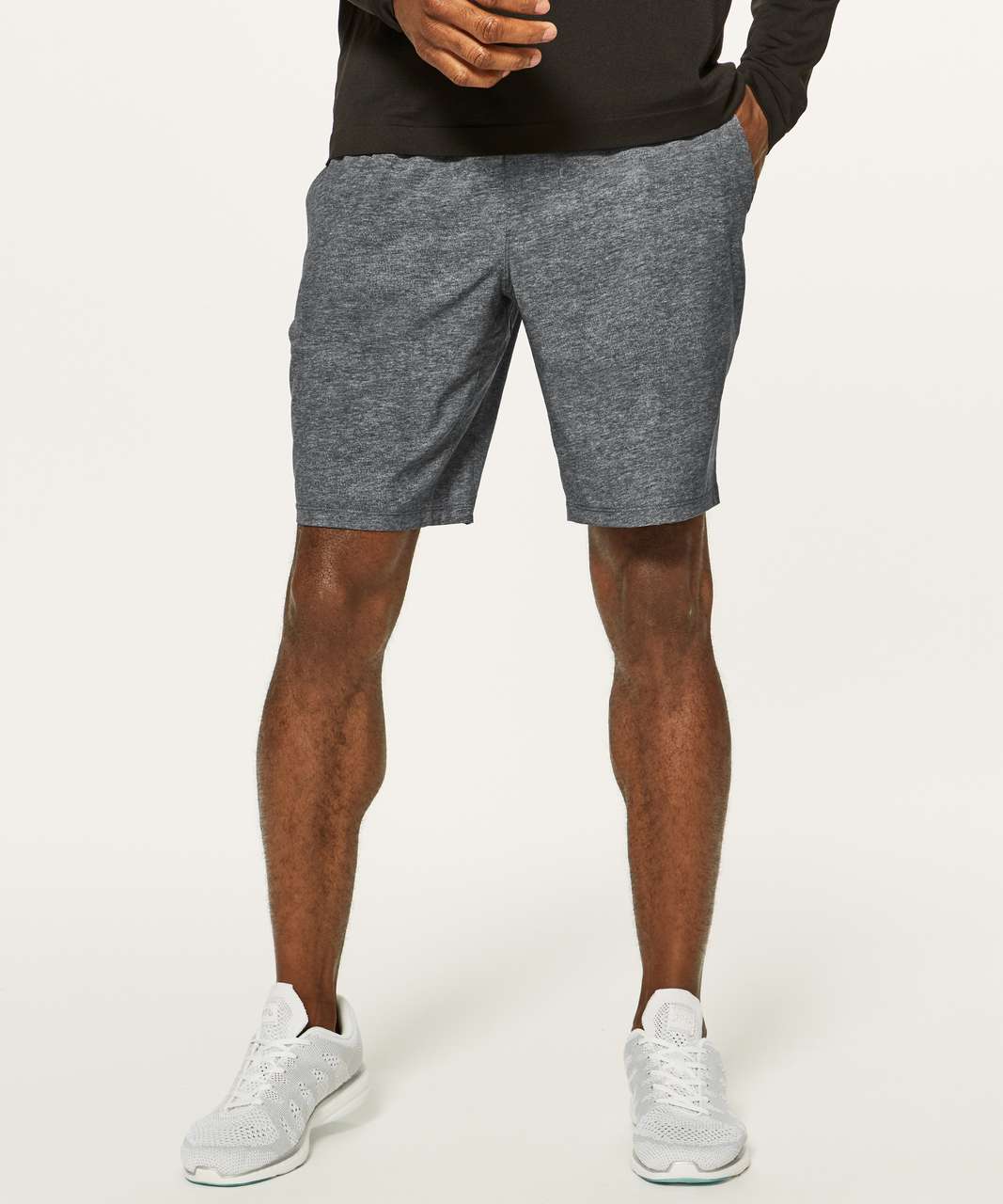 Lululemon Pace Breaker Short *Linerless 9" - Heathered Texture Printed Mercury Deep Coal