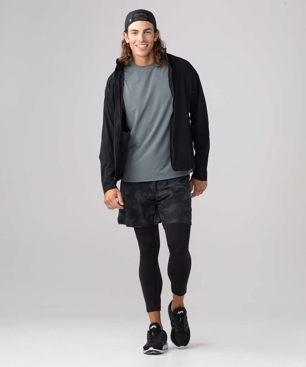 Lululemon Surge Short Linerless 7" - Off Shore Graphite Grey Black