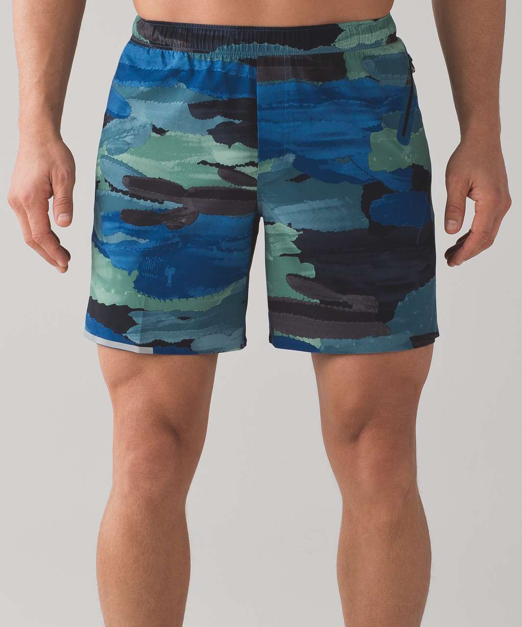 Lululemon Surge Short *Linerless 7" - Cactus Camo Desert Teal Vintage Green / Cactus Camo Deep Coal Black