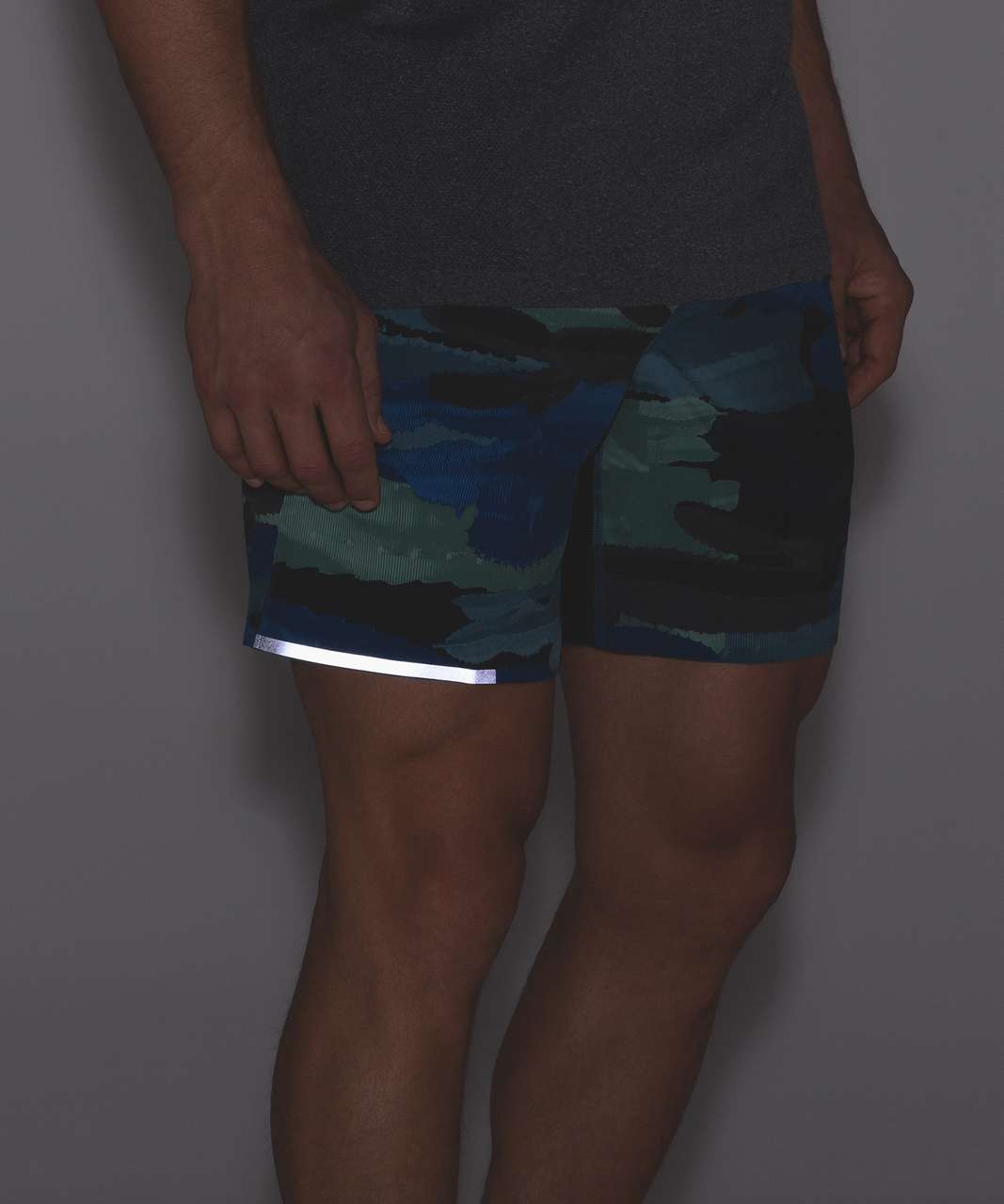 Lululemon Surge Short *Linerless 7" - Cactus Camo Desert Teal Vintage Green / Cactus Camo Deep Coal Black