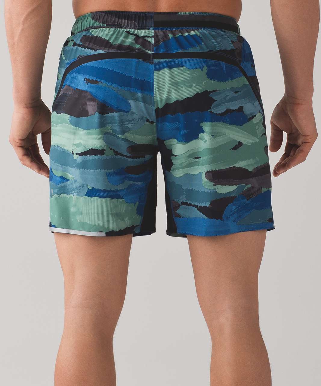 Lululemon Surge Short *Linerless 7" - Cactus Camo Desert Teal Vintage Green / Cactus Camo Deep Coal Black