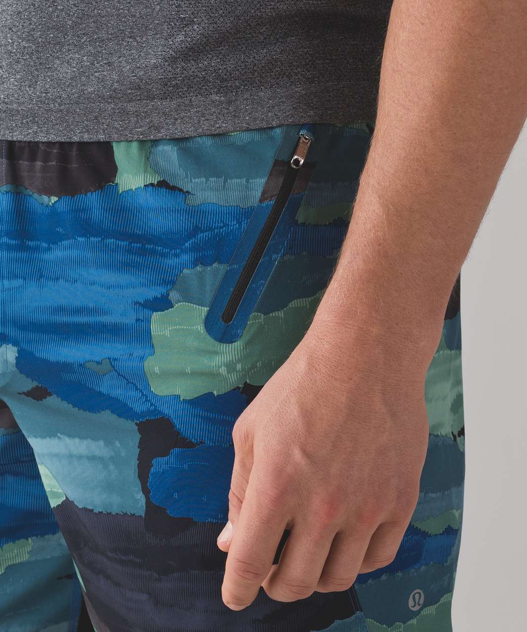 Lululemon Surge Short *Linerless 7" - Cactus Camo Desert Teal Vintage Green / Cactus Camo Deep Coal Black