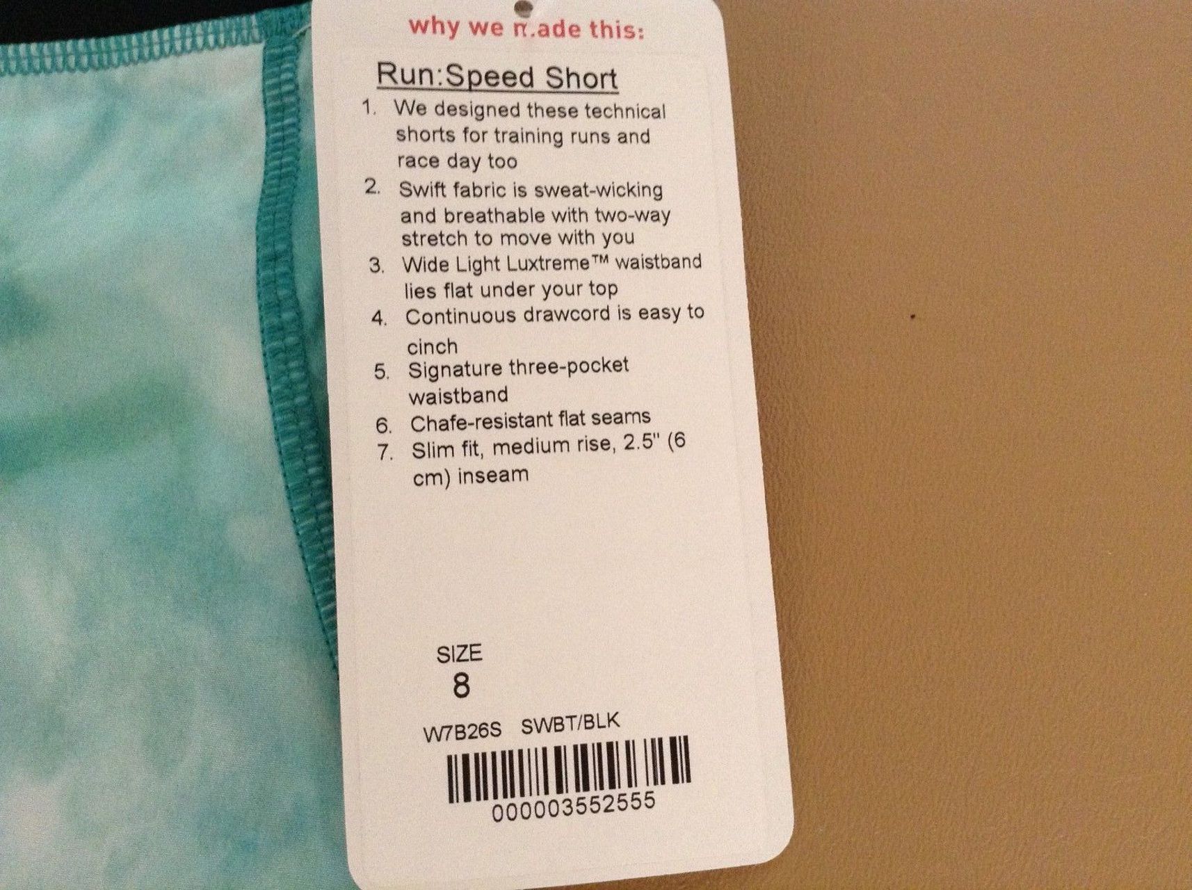 Lululemon Run:  Speed Short *2-way Stretch - Spray Dye White Blue Tropics / Black