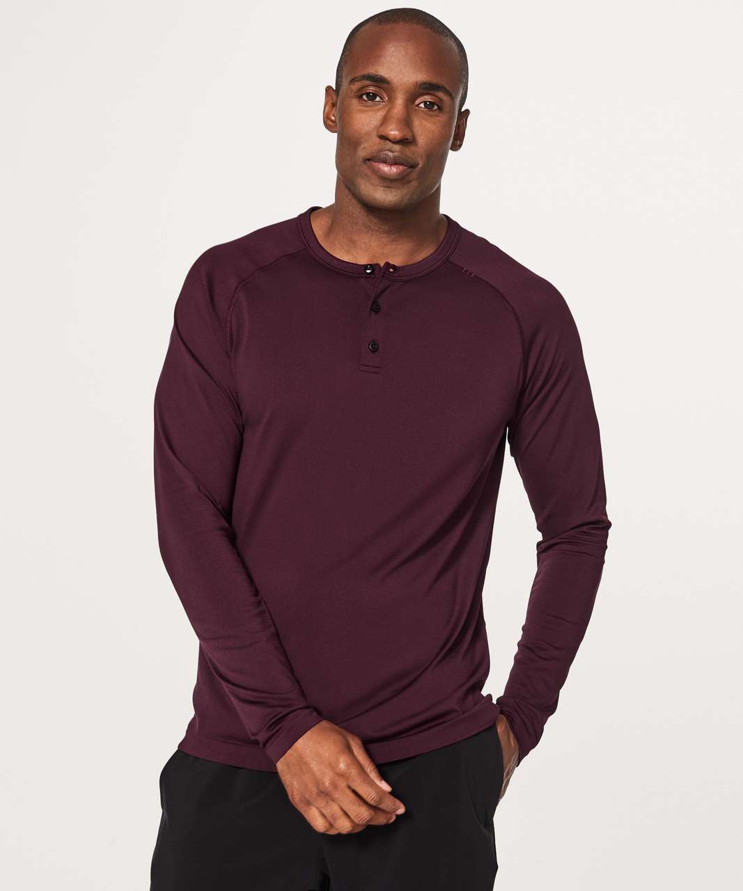 Lululemon Metal Vent Tech Long Sleeve Henley - Garnet / Garnet