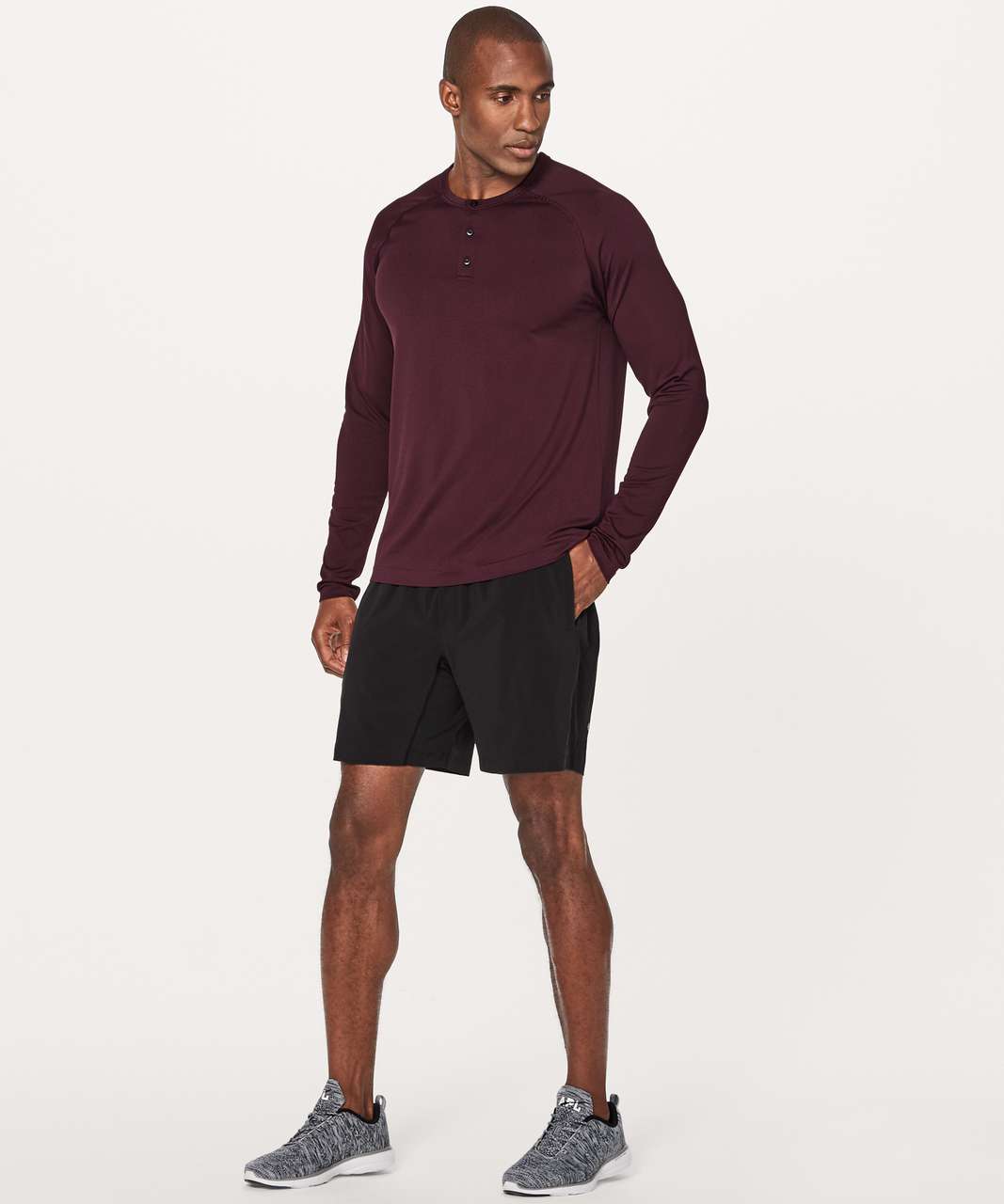 Lululemon Metal Vent Tech Long Sleeve Henley - Garnet / Garnet