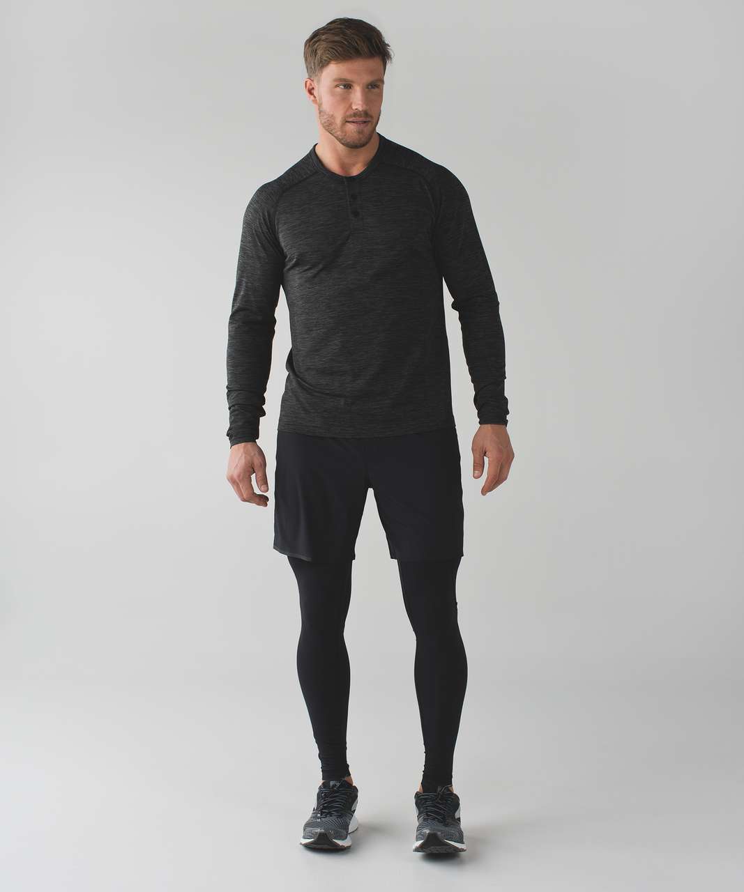 Lululemon Metal Vent Tech Long Sleeve Henley - Slate / Black